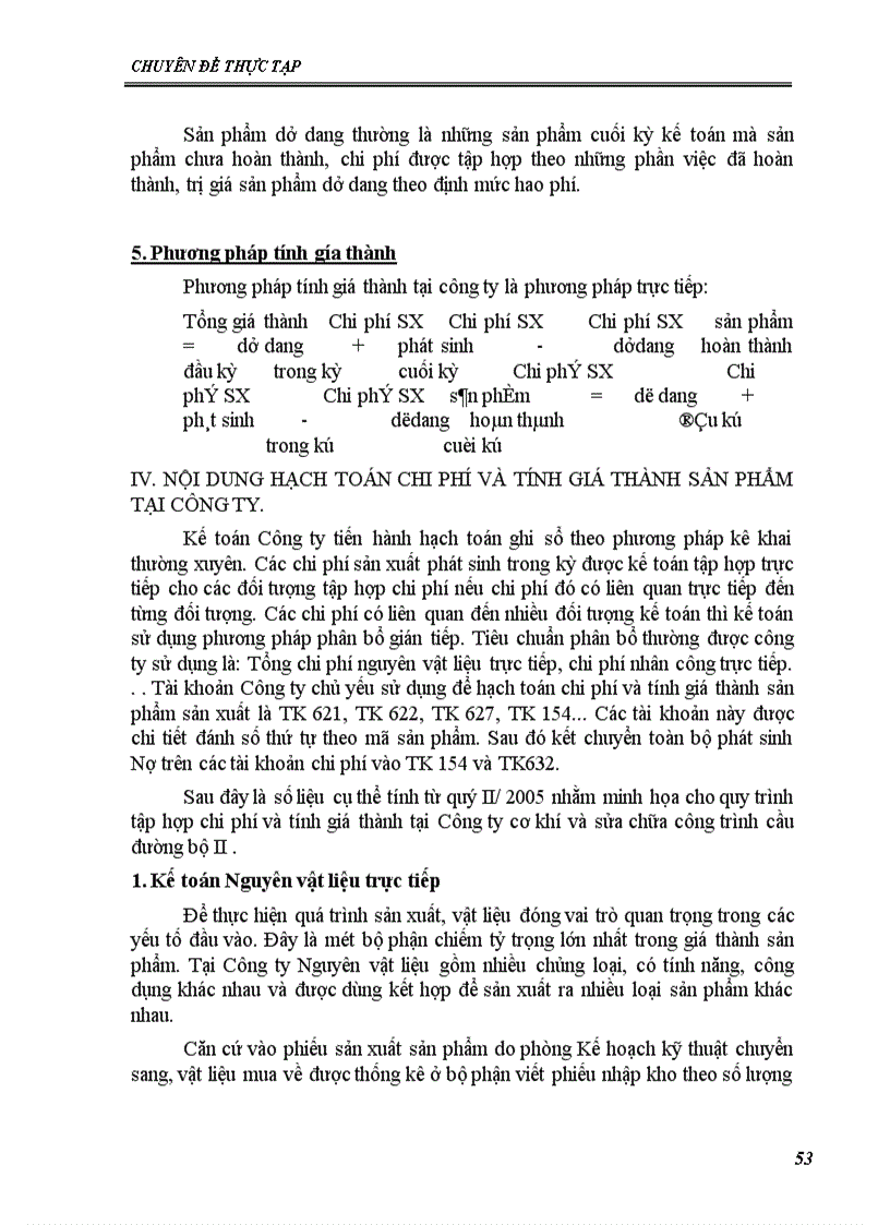 image for page Kế toán chi phí sản xuất và tính giá thành sản phẩm tại Công ty Cơ khí và sửa chữa công trình cầu đường bộ II 1