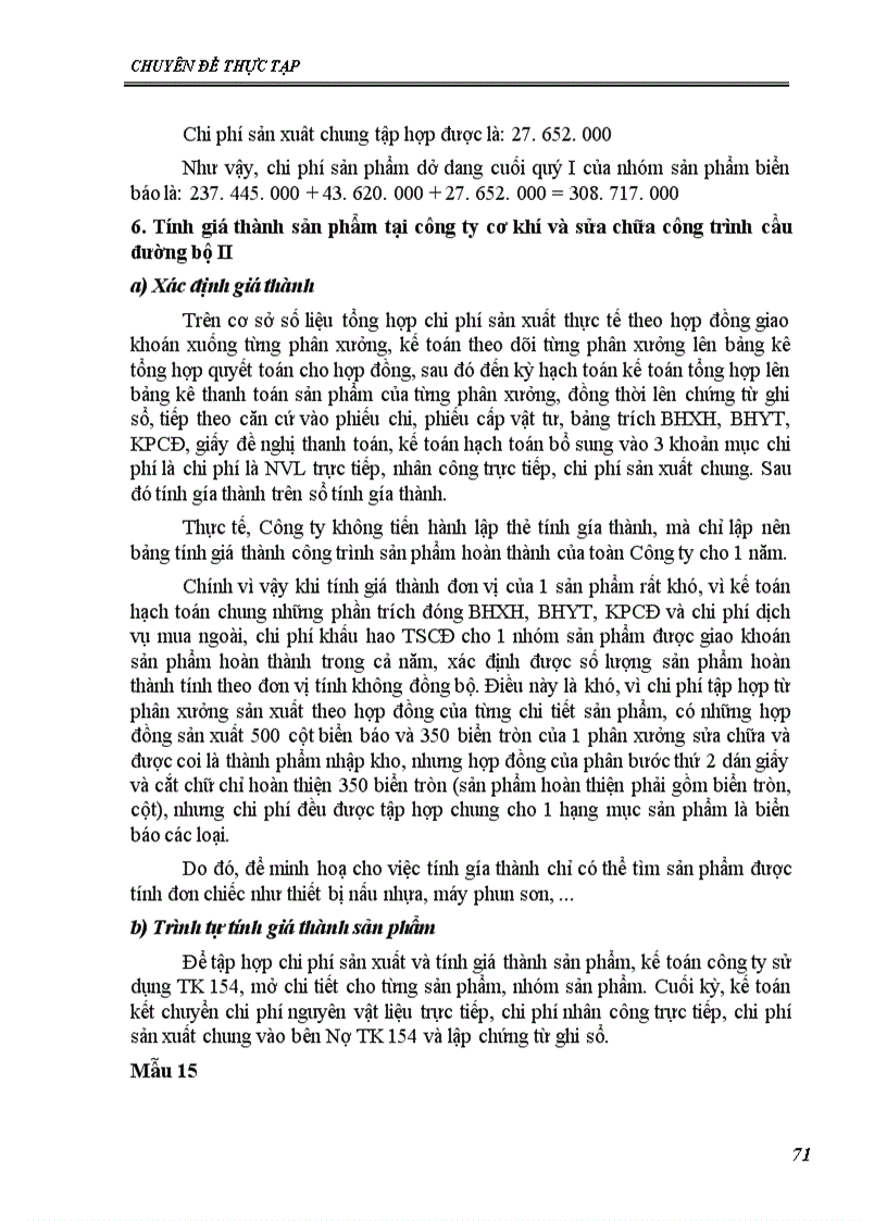 image for page Kế toán chi phí sản xuất và tính giá thành sản phẩm tại Công ty Cơ khí và sửa chữa công trình cầu đường bộ II 1