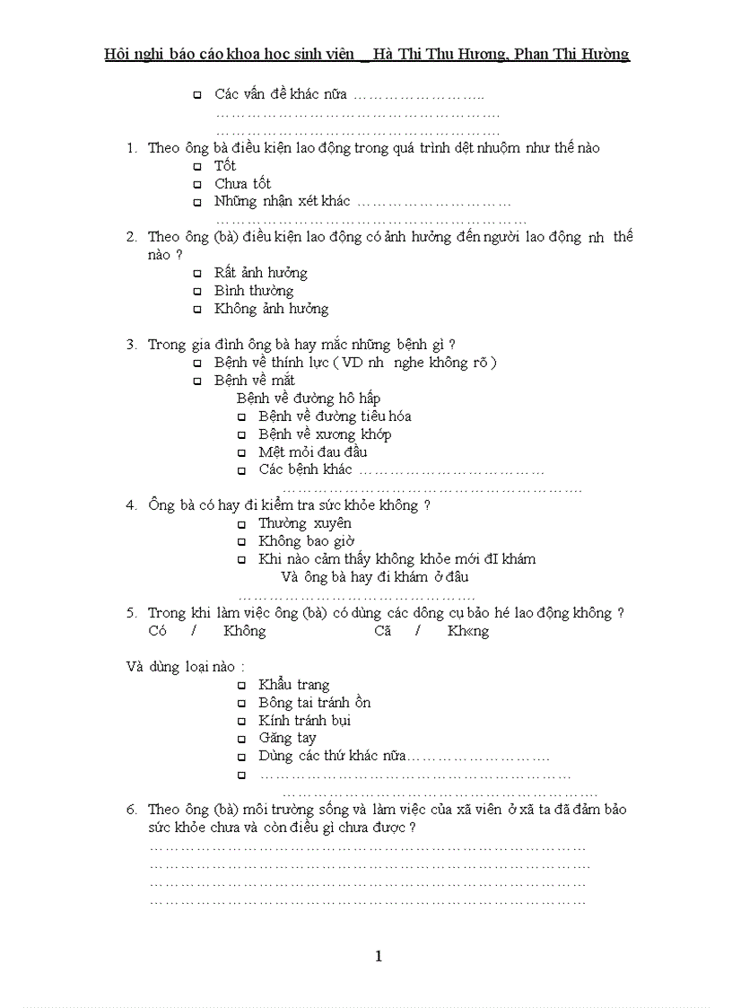 image for page Điều tra ảnh hưởng của quá trình dệt nhuộm lụa đến môi trường và sức khoẻ của người dân làng nghề Vạn Phúc Hà Đông 1