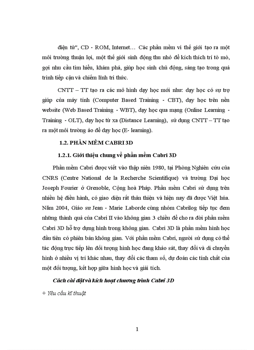 image for page Sử dụng Phần mềm Cabri 3D trong dạy hoc chương đường thẳng và mặt phẳng trong không gian quan hệ song song Hình học 11