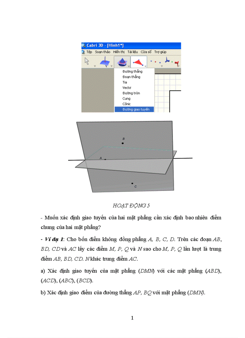 image for page Sử dụng Phần mềm Cabri 3D trong dạy hoc chương đường thẳng và mặt phẳng trong không gian quan hệ song song Hình học 11