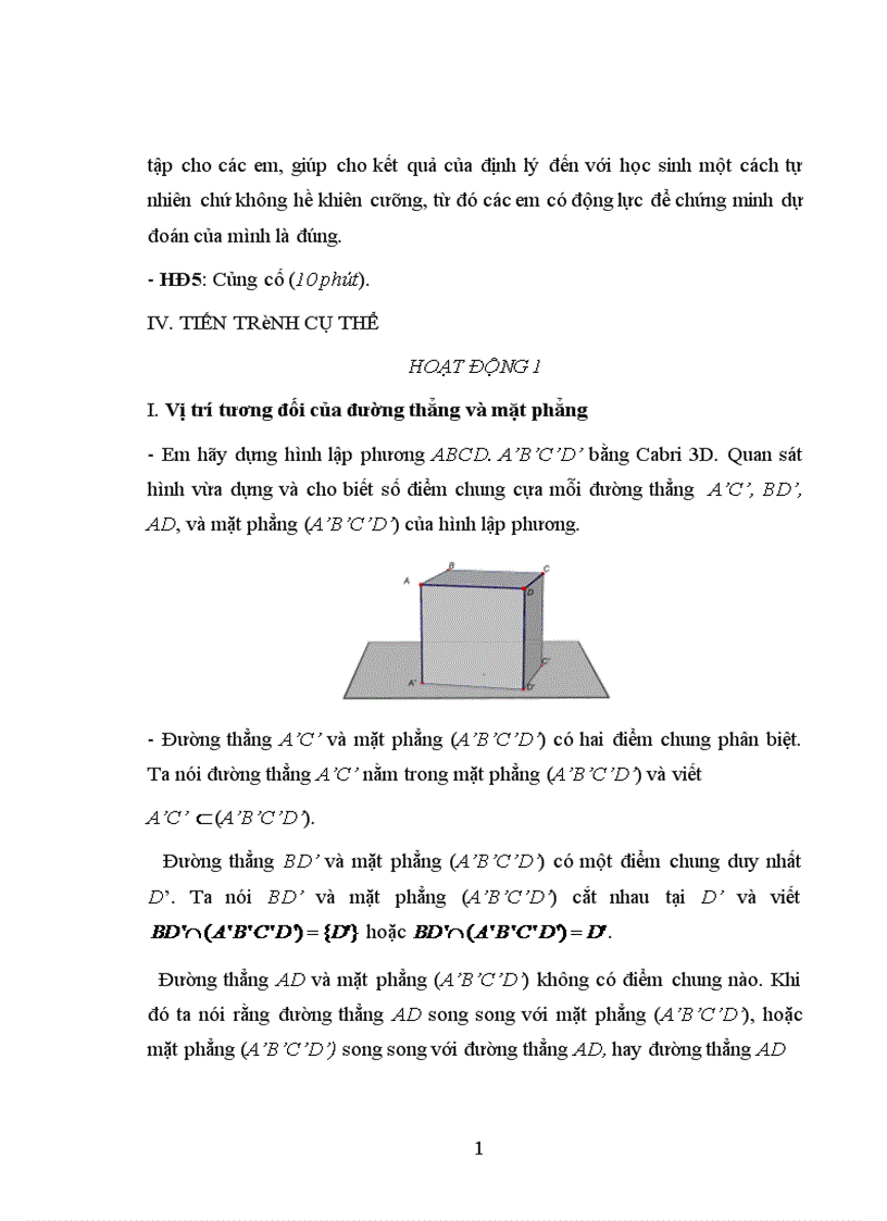 image for page Sử dụng Phần mềm Cabri 3D trong dạy hoc chương đường thẳng và mặt phẳng trong không gian quan hệ song song Hình học 11