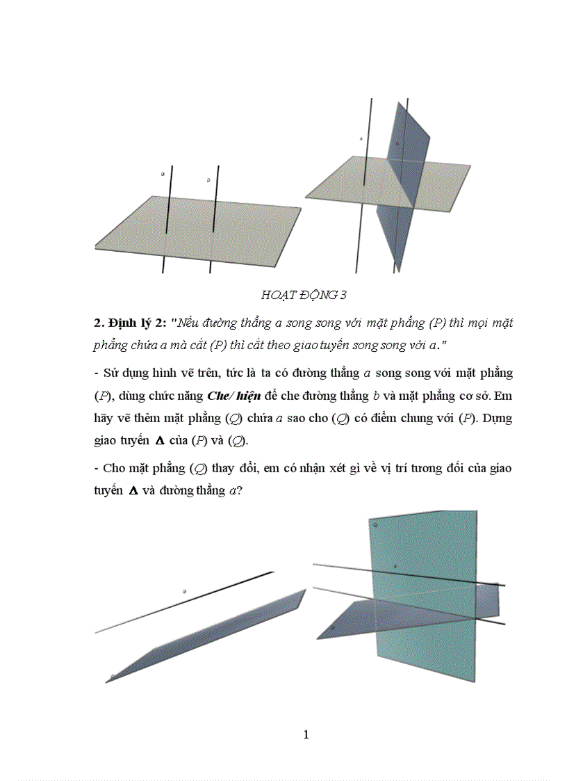 image for page Sử dụng Phần mềm Cabri 3D trong dạy hoc chương đường thẳng và mặt phẳng trong không gian quan hệ song song Hình học 11