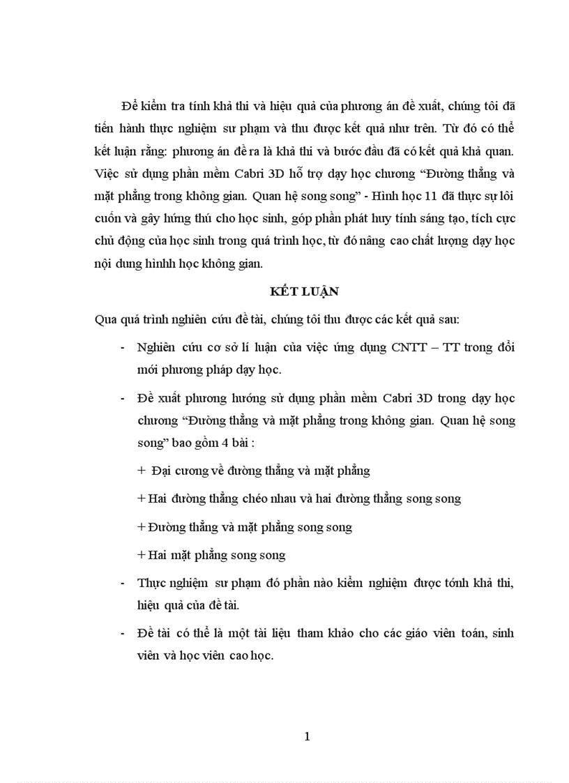 image for page Sử dụng Phần mềm Cabri 3D trong dạy hoc chương đường thẳng và mặt phẳng trong không gian quan hệ song song Hình học 11