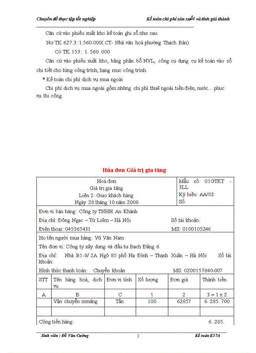 image for page Hoàn thiện kế toán chi phí sản xuất và tính giá thành sản phẩm xây lắp tại Công ty xây dựng và đầu tư Bạch đằng 6 1
