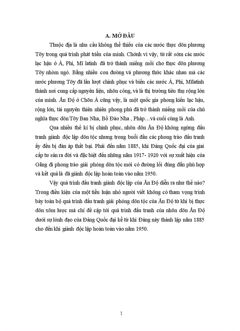 image for page vấn đề đọc lập dân tộc thực sự của Ấn Độ