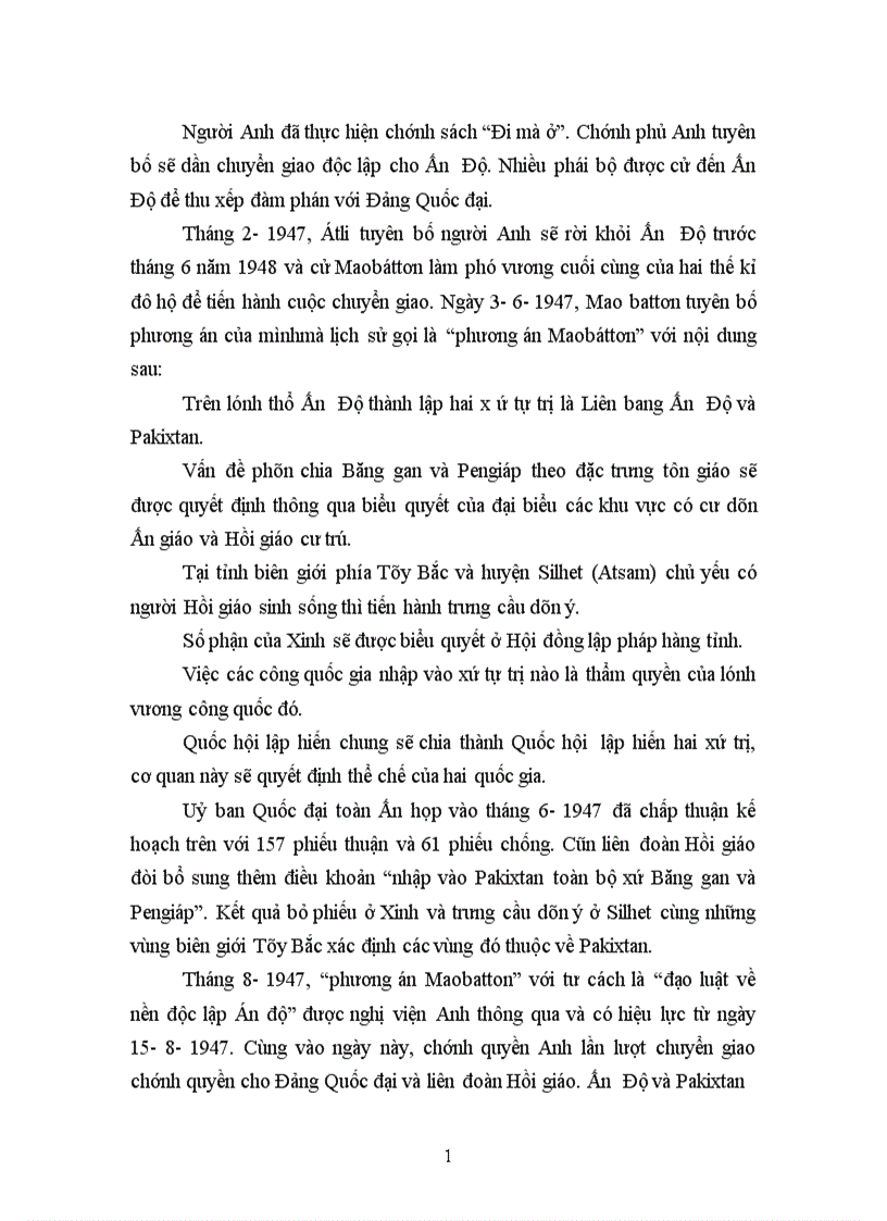 image for page vấn đề đọc lập dân tộc thực sự của Ấn Độ