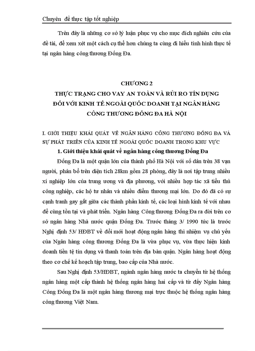 image for page Một số giải pháp hạn chế rủi ro an toàn tín dụng đối với kinh tế ngoài quốc doanh tại Ngân hàng công thương Đống Đa 1