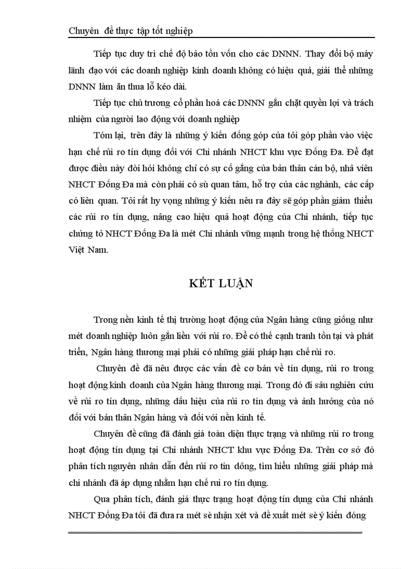 image for page Một số giải pháp hạn chế rủi ro an toàn tín dụng đối với kinh tế ngoài quốc doanh tại Ngân hàng công thương Đống Đa 1