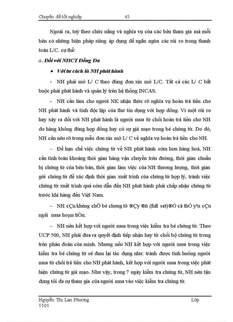 image for page Giải pháp nhằm hạn chế rủi ro trong phương thức thanh toán tín dụng chứng từ tại Ngân hàng Công thương Đống Đa 1
