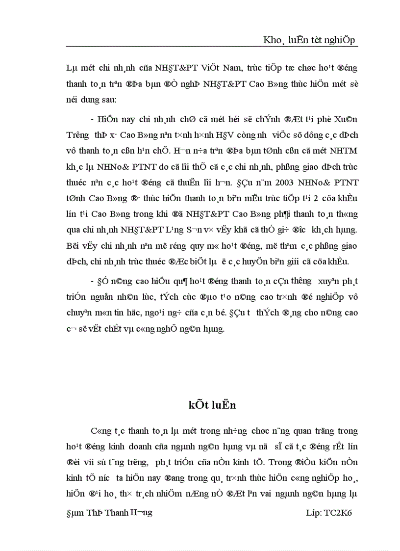 image for page Một số vấn đề về Thanh toán không dùng tiền mặt tại NHĐT PT Cao Bằng Thực trạng và giải pháp 1