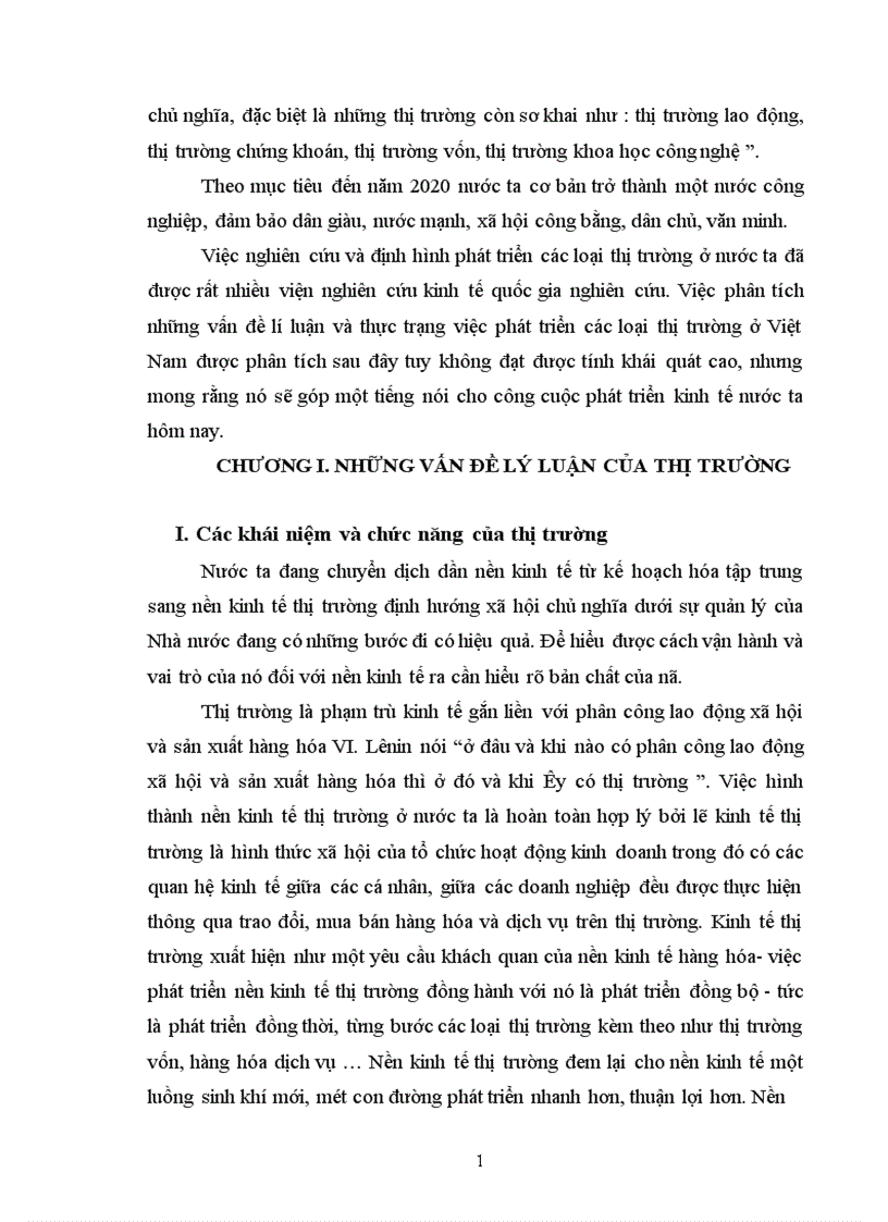 thực trạng và giải pháp phát triển các loại thị trường 1