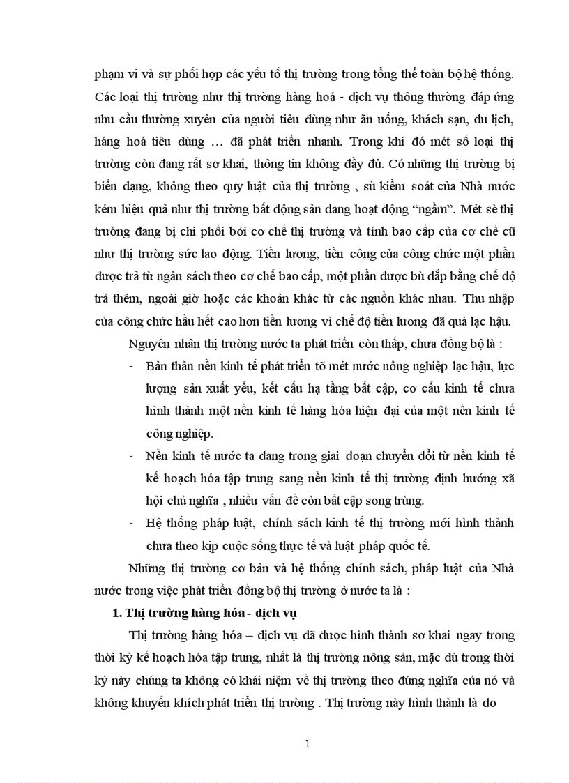 thực trạng và giải pháp phát triển các loại thị trường 1