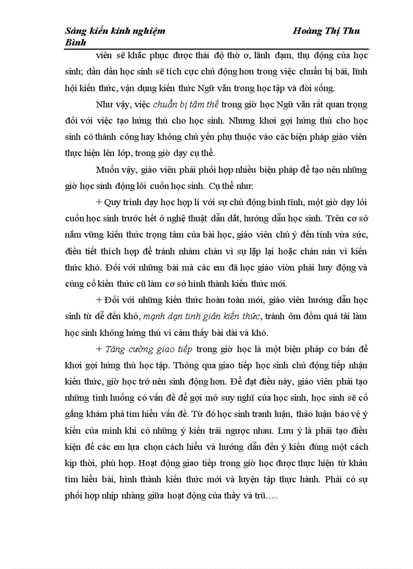 image for page Vấn đề tạo hứng thú cho học sinh trong tiết học ngữ văn đi đôi với hiệu quả và có tính giáo dục cao 1