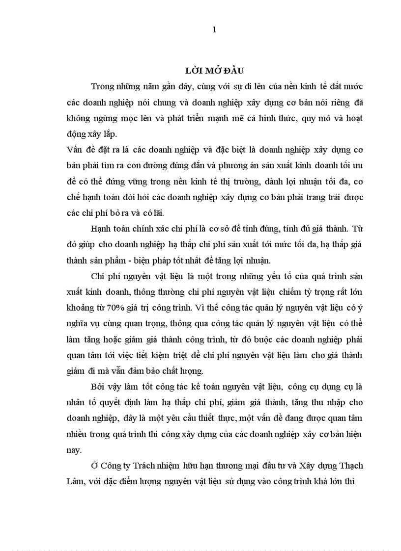 image for page Hoàn thiện hạch toán nguyên vật liệu công cụ dụng cụ tại Công ty Trách nhiệm hữu hạn thương mại đầu tư và xây dựng Thạch Lâm 1