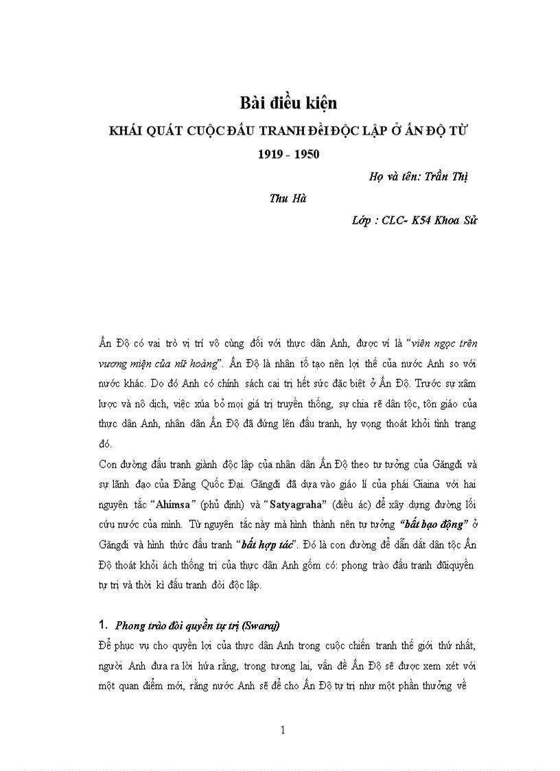 image for page Khái quát cuộc đấu tranh đòi độc lập ở ấn độ từ 1919 1950