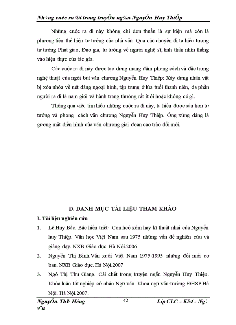 image for page Đặc điểm những cuộc ra đi trong truyện ngắn Nguyễn Huy Thiệp