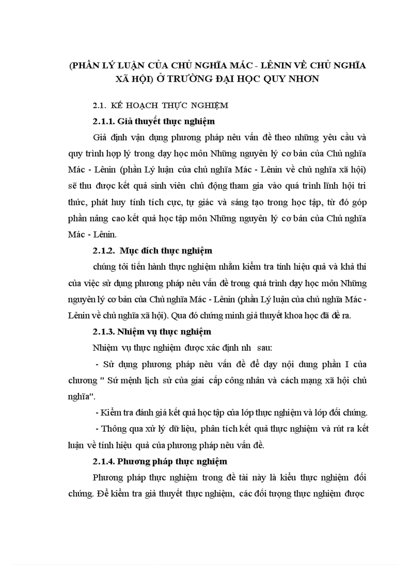 image for page Vận dụng phương pháp nêu vấn đề trong dạy học môn Những nguyên lý cơ bản của Chủ nghĩa Mác Lênin phần lý luận của Chủ nghĩa Mác Lênin về chủ nghĩa xã hội ở trường Đại học Quy Nhơn