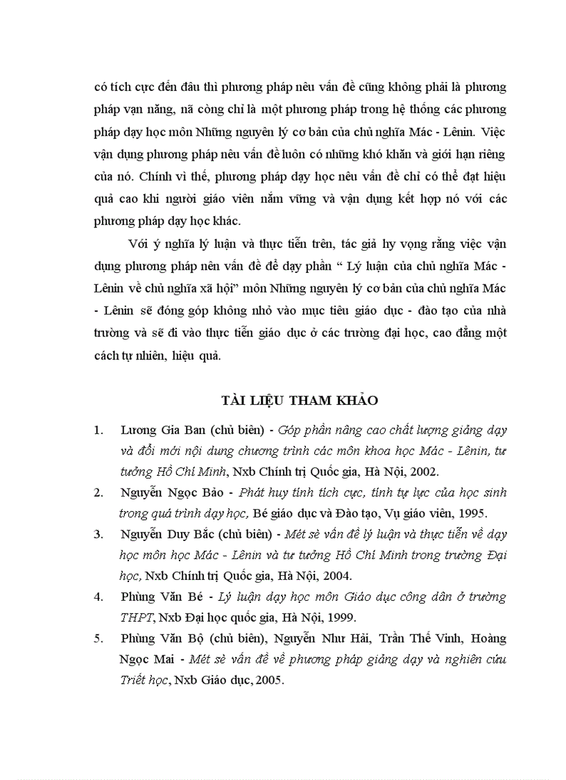 image for page Vận dụng phương pháp nêu vấn đề trong dạy học môn Những nguyên lý cơ bản của Chủ nghĩa Mác Lênin phần lý luận của Chủ nghĩa Mác Lênin về chủ nghĩa xã hội ở trường Đại học Quy Nhơn