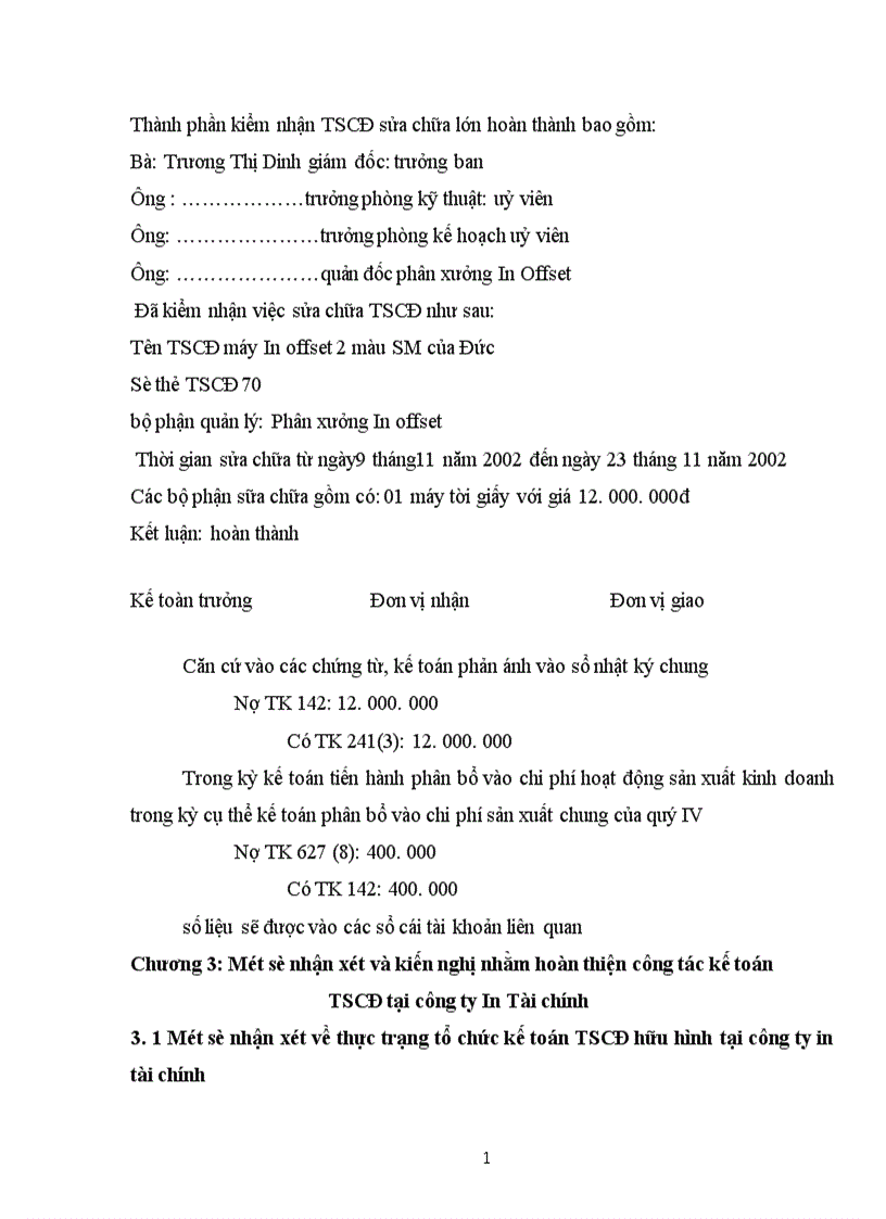 image for page Tổ chức công tác kế toán TSCĐ hữu hình tại Công ty In tài chính 1