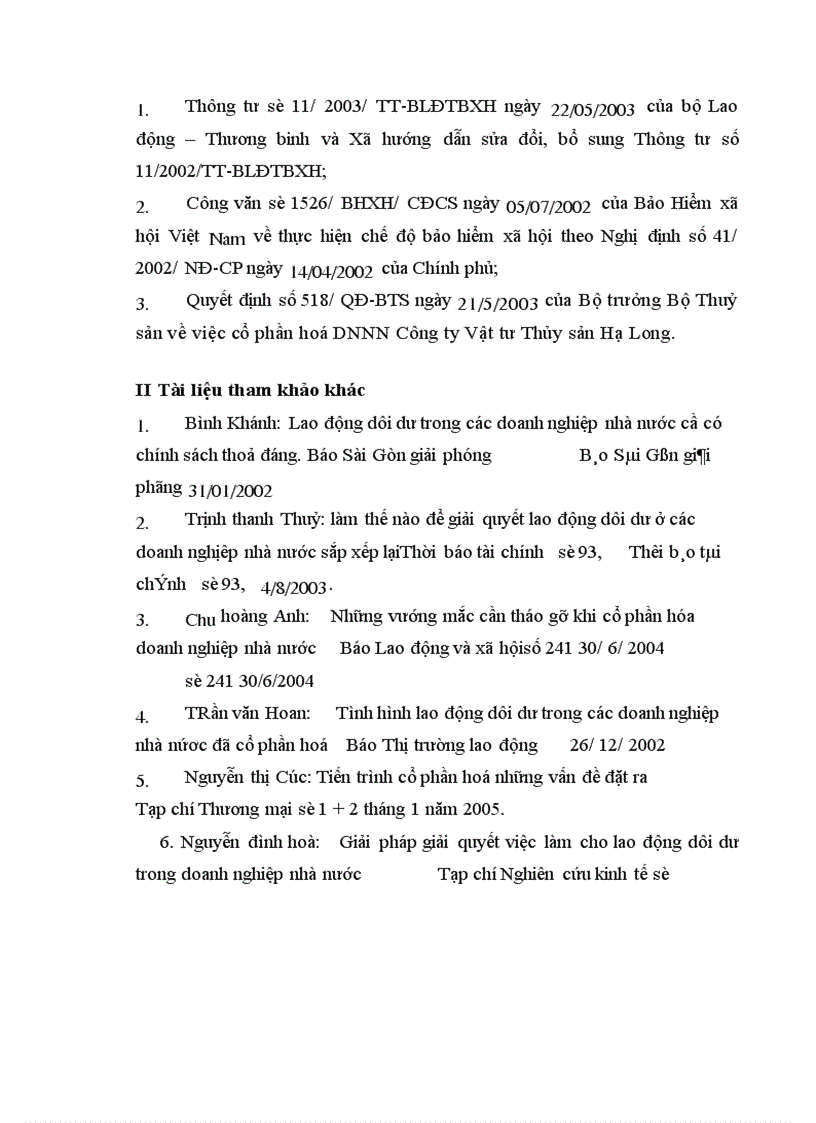 image for page Những vấn đề pháp lý về chính sách đối với người lao động trong quá trình cổ phần hoá Công ty Vật tư Thuỷ sản Hạ Long 1