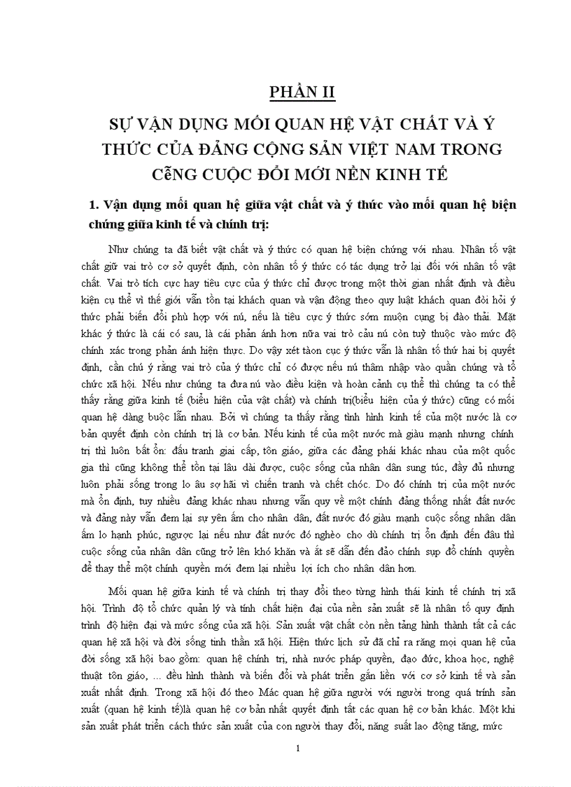 image for page Mối quan hệ biện chứng giữa vật chất ý thức và sự vận dụng của Đảng cộng sản Việt Nam trong công cuộc đổi mới kinh tế 1