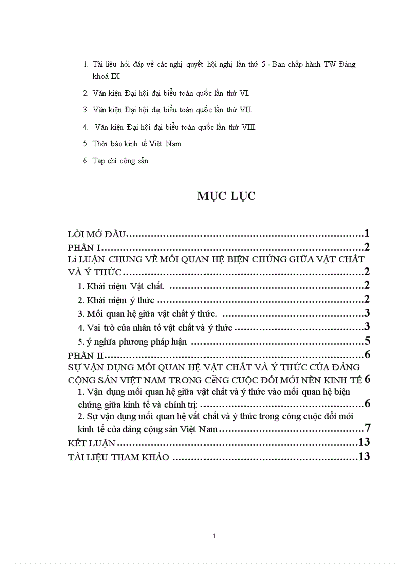 image for page Mối quan hệ biện chứng giữa vật chất ý thức và sự vận dụng của Đảng cộng sản Việt Nam trong công cuộc đổi mới kinh tế 1