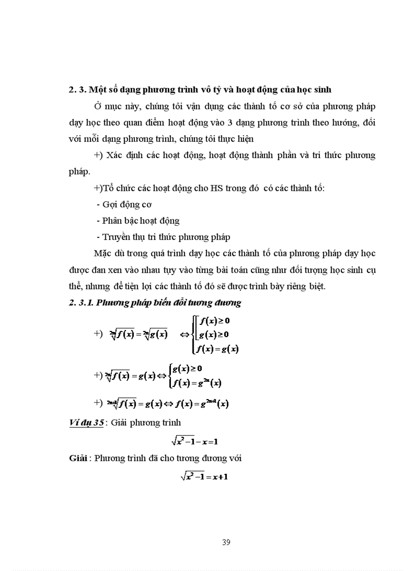 image for page Vận dụng quan điểm hoạt động trong dạy học phương trình vô tỷ ở trường trung học phổ thông 1