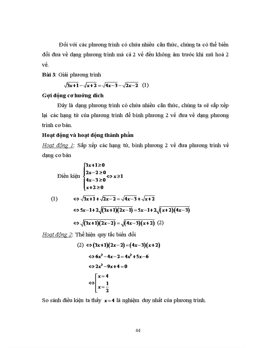 image for page Vận dụng quan điểm hoạt động trong dạy học phương trình vô tỷ ở trường trung học phổ thông 1
