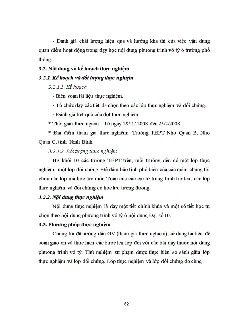 image for page Vận dụng quan điểm hoạt động trong dạy học phương trình vô tỷ ở trường trung học phổ thông 1