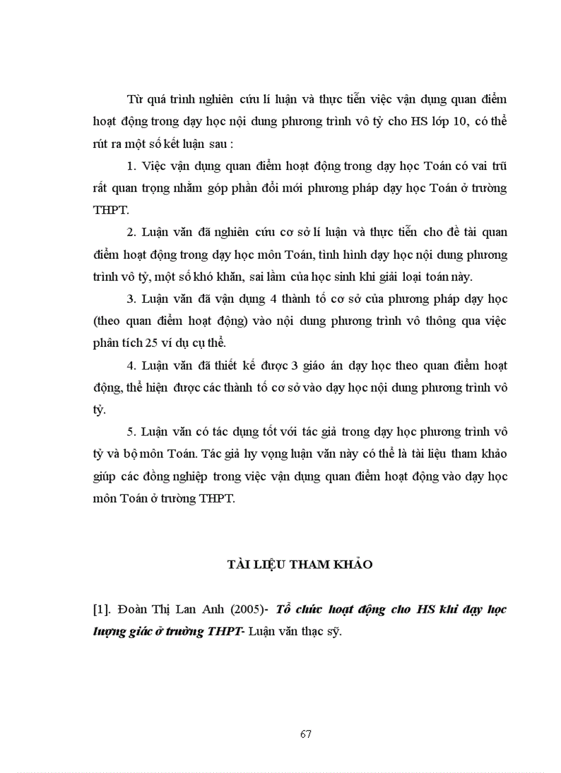 image for page Vận dụng quan điểm hoạt động trong dạy học phương trình vô tỷ ở trường trung học phổ thông 1