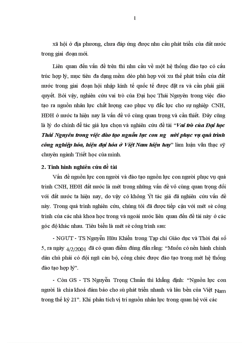 image for page Vai trò của Đại học Thái Nguyên trong việc đào tạo nguồn lực con ng ười phục vụ quá trình công nghiệp hóa hiện đại hóa ở Việt Nam hiện hay
