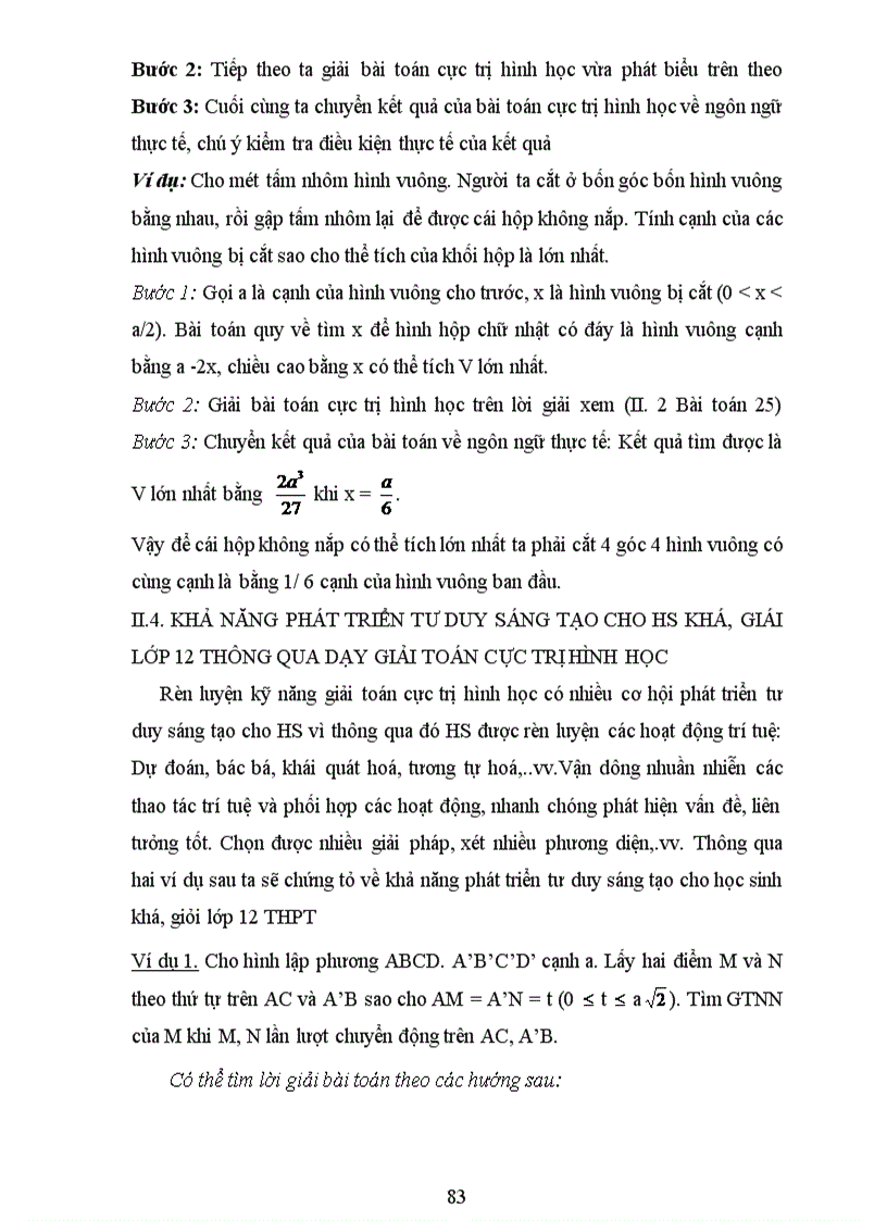 image for page Rèn luyện kỹ năng ứng dụng đạo hàm để giải toán cực trị hình học cho học sinh khá giỏi lớp 12 THPT 2 1