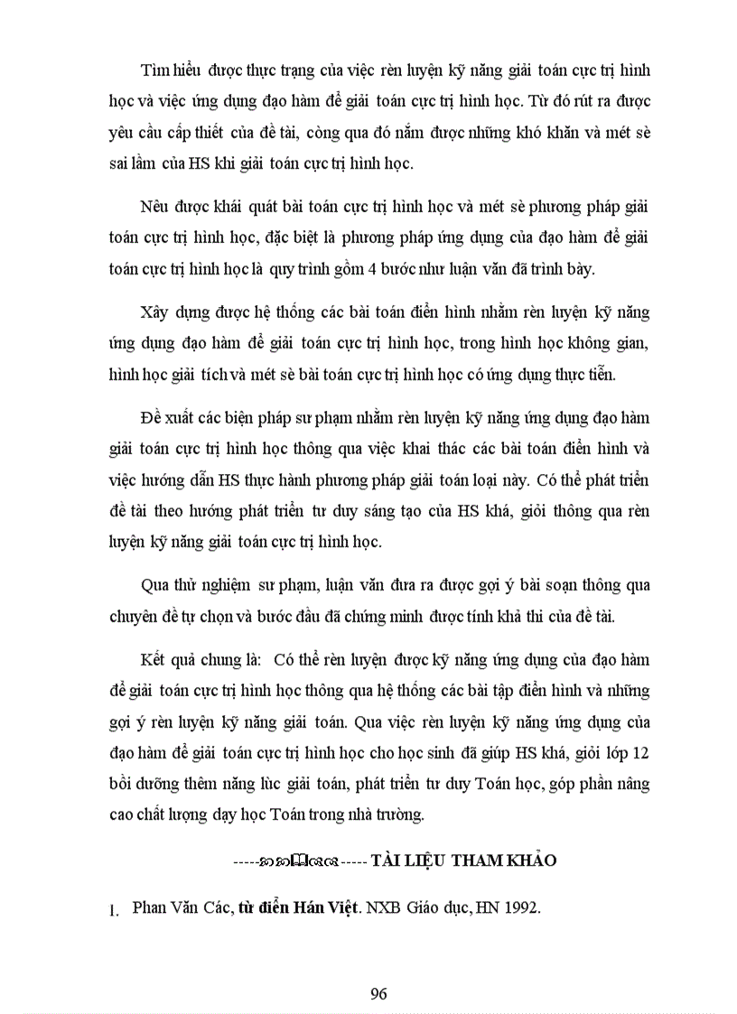 image for page Rèn luyện kỹ năng ứng dụng đạo hàm để giải toán cực trị hình học cho học sinh khá giỏi lớp 12 THPT 2 1