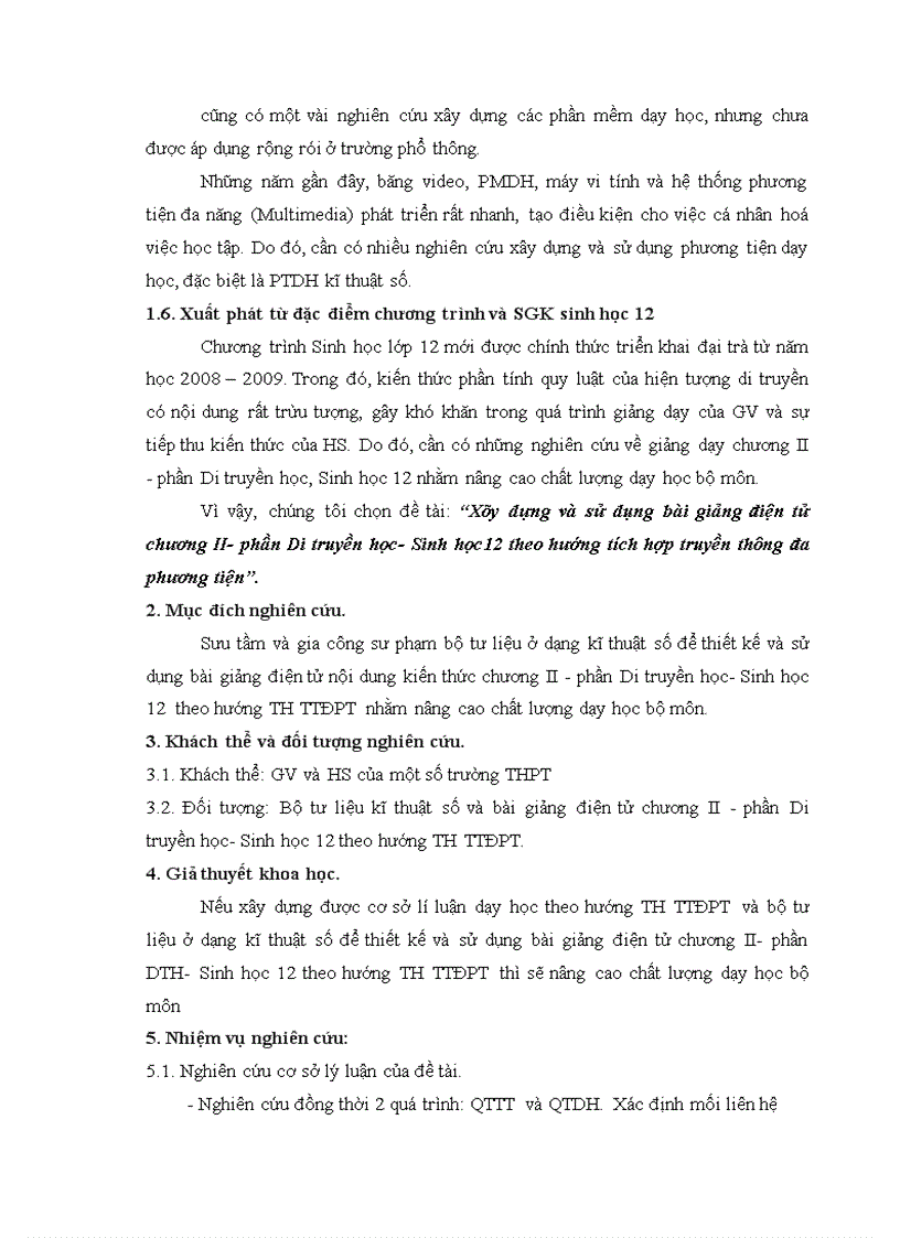 image for page Xây dựng và sử dụng bài giảng điện tử Chương II phần Di truyền học SH12 theo hướng TH TTĐPT