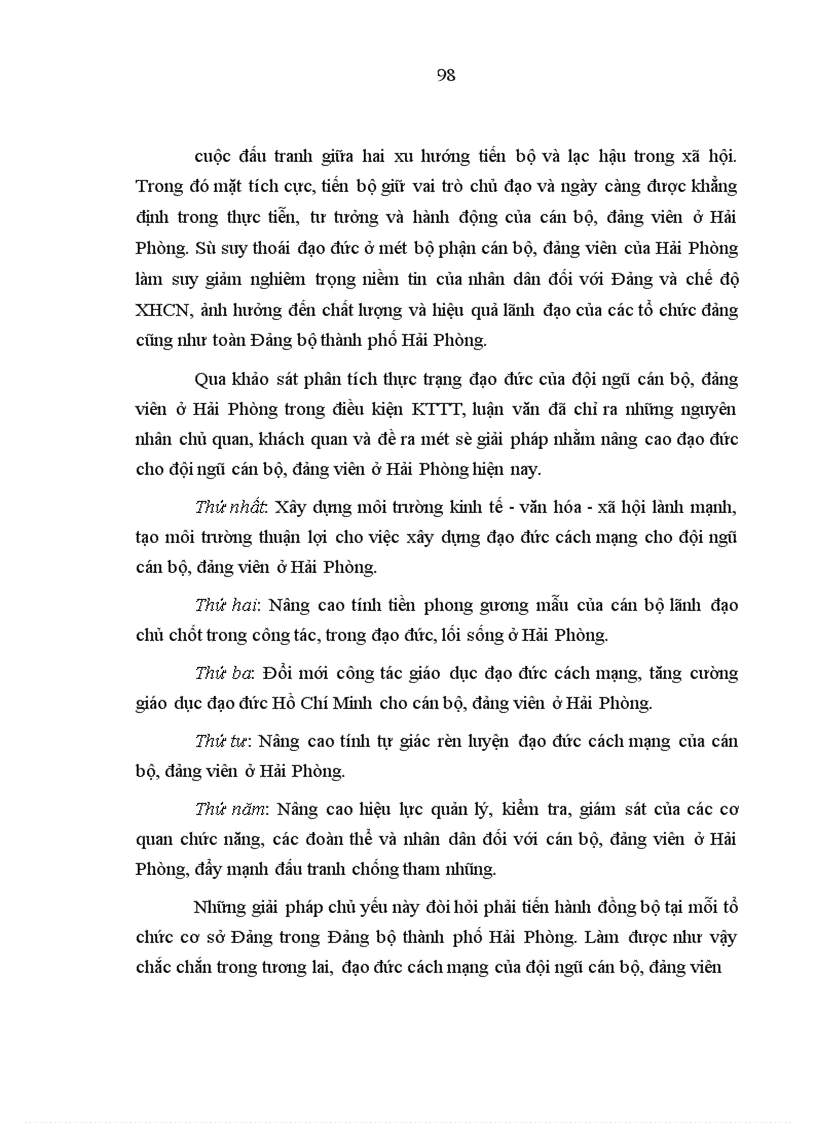 image for page Vấn đề đạo đức của cán bộ đảng viên trong kinh tế thị trường định hướng xã hội chủ nghĩa ở Hải Phòng hiện nay 1