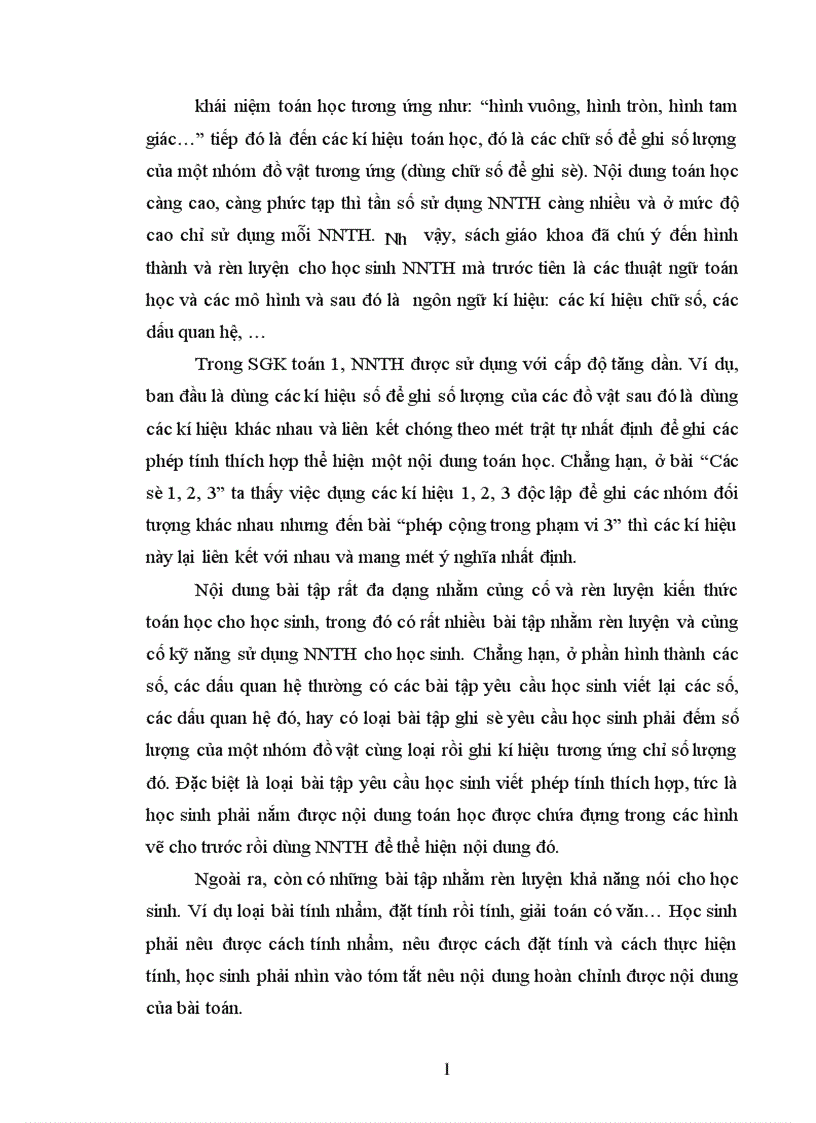 image for page Hình thành và rèn luyện ngôn ngữ toán học trong dạy học môn toán lớp 1 1