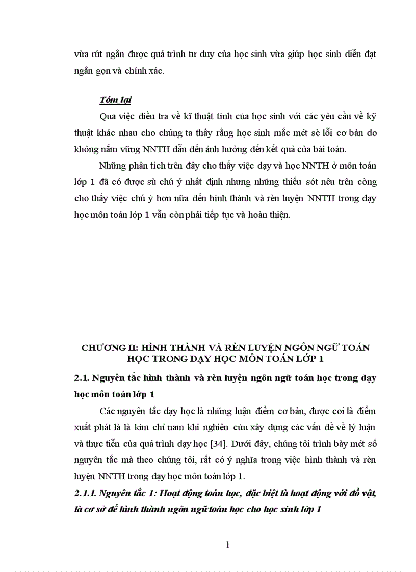 image for page Hình thành và rèn luyện ngôn ngữ toán học trong dạy học môn toán lớp 1 1