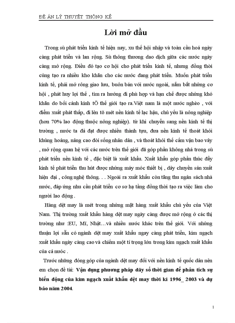 image for page Vận dụng phương pháp dãy số thời gian để phân tích sự biến động của kim ngạch xuất khẩu dệt may thời ki 1996
