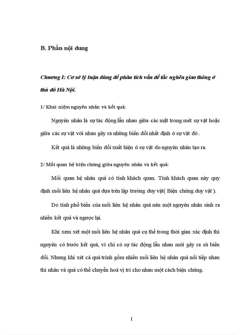 image for page Vận dụng cặp phạm trù nguyên nhân và kết quả để nói lên thực trạng của vấn đề tắc nghẽn giao thông thủ đô Hà Nội 1