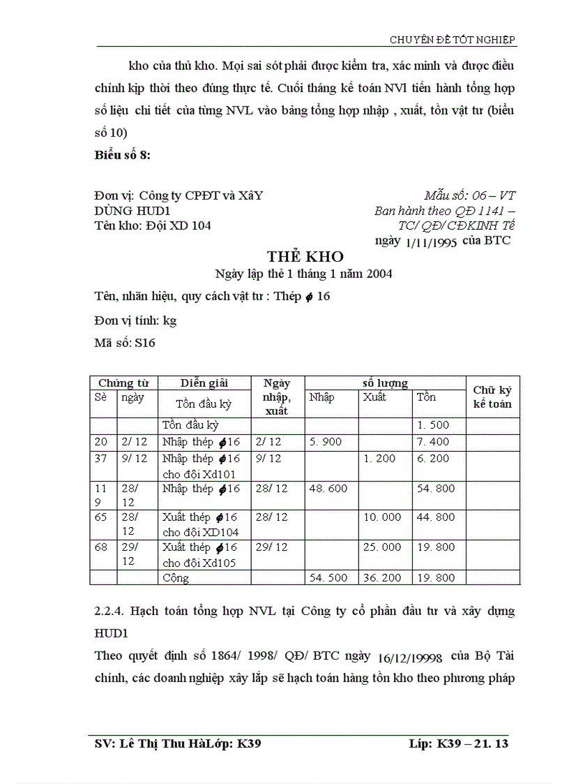 image for page Kế toán nguyên vật liệu tại Công ty Cổ phần Đầu tư và Phát triển HUD1