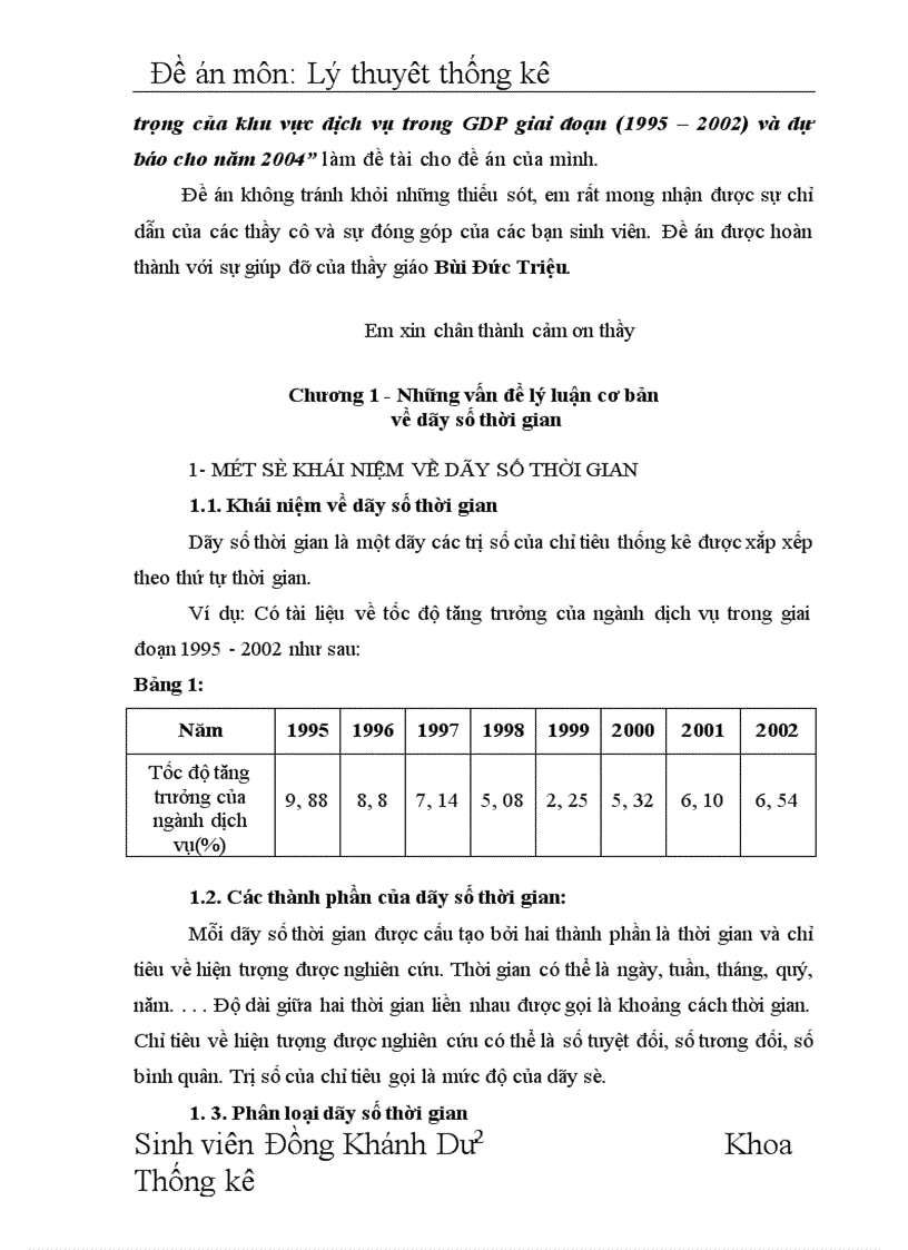 image for page Vận dụng phương pháp dãy số thời gian phân tích biến động tỷ trọng của khu vực dịch vụ trong GDP giai đoạn 1995 2002 và dự báo cho năm 2004