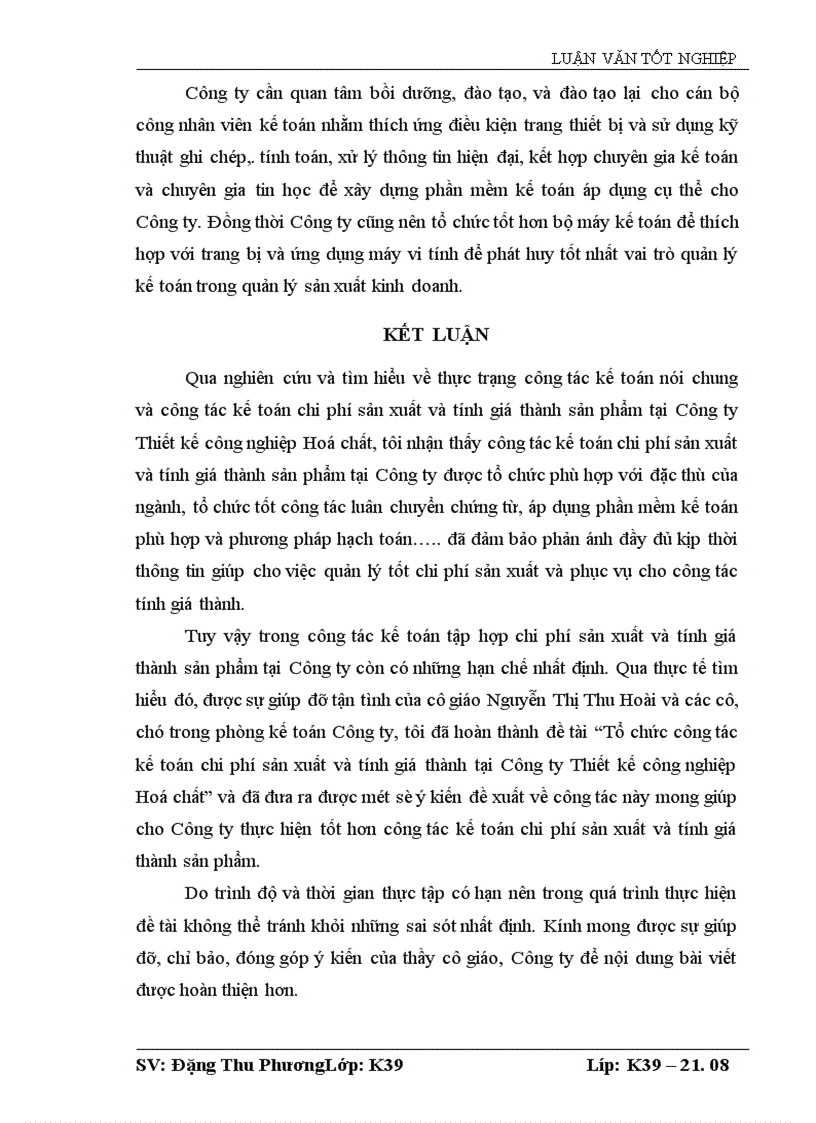 image for page Tổ chức công tác kế toán chi phí sản xuất và tính giá thành sản phẩm tại Công ty Thiết lập công nghệ hoá chât