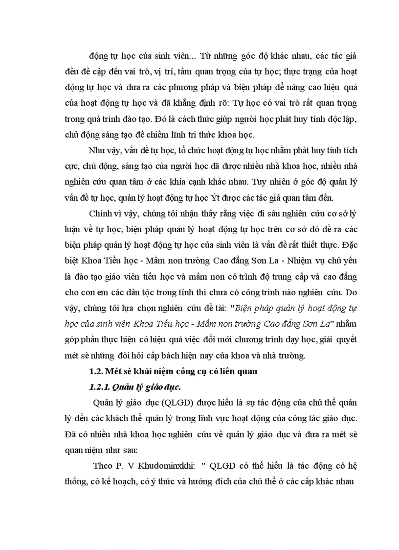 image for page Biện pháp quản lý hoạt động tự học của sinh viên Khoa Tiểu học Mầm non trường Cao đẳng Sơn La