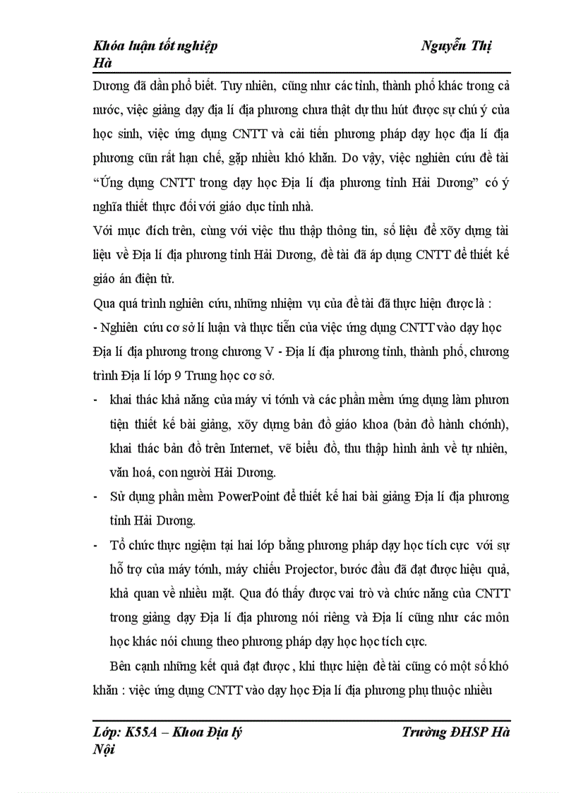 image for page Ứng dụng công nghệ thông tin trong dạy học Địa lí địa phương tỉnh Hải Dương 1