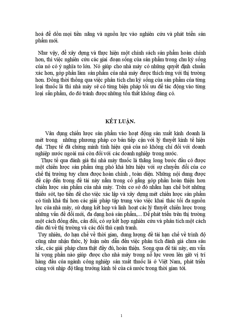 image for page Một số giải pháp nhằm góp phần hoàn thiện chiến lược sản phẩm ở nhà máy thuốc lá Thăng long
