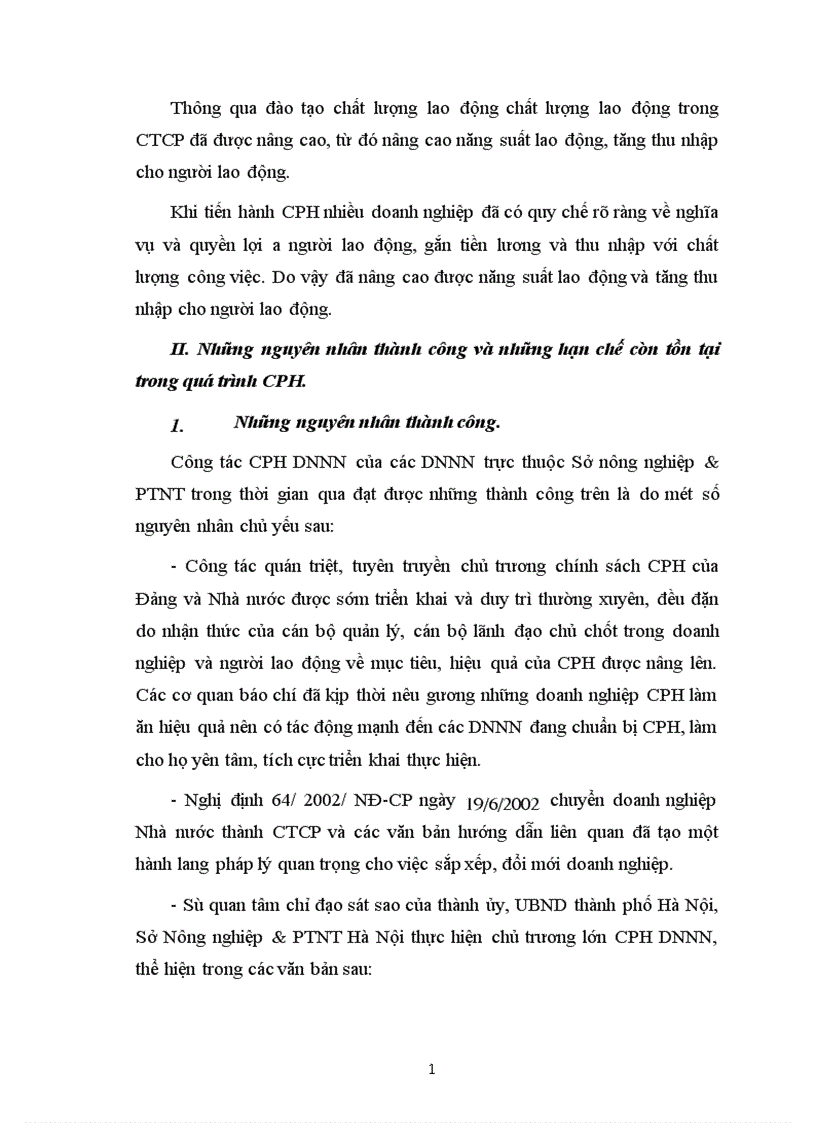 image for page Thực trạng và một số giải pháp đẩy nhanh tiến trình CPH các DNNN trực thuộc Sở Nông nghiệp PTNT Hà Nội