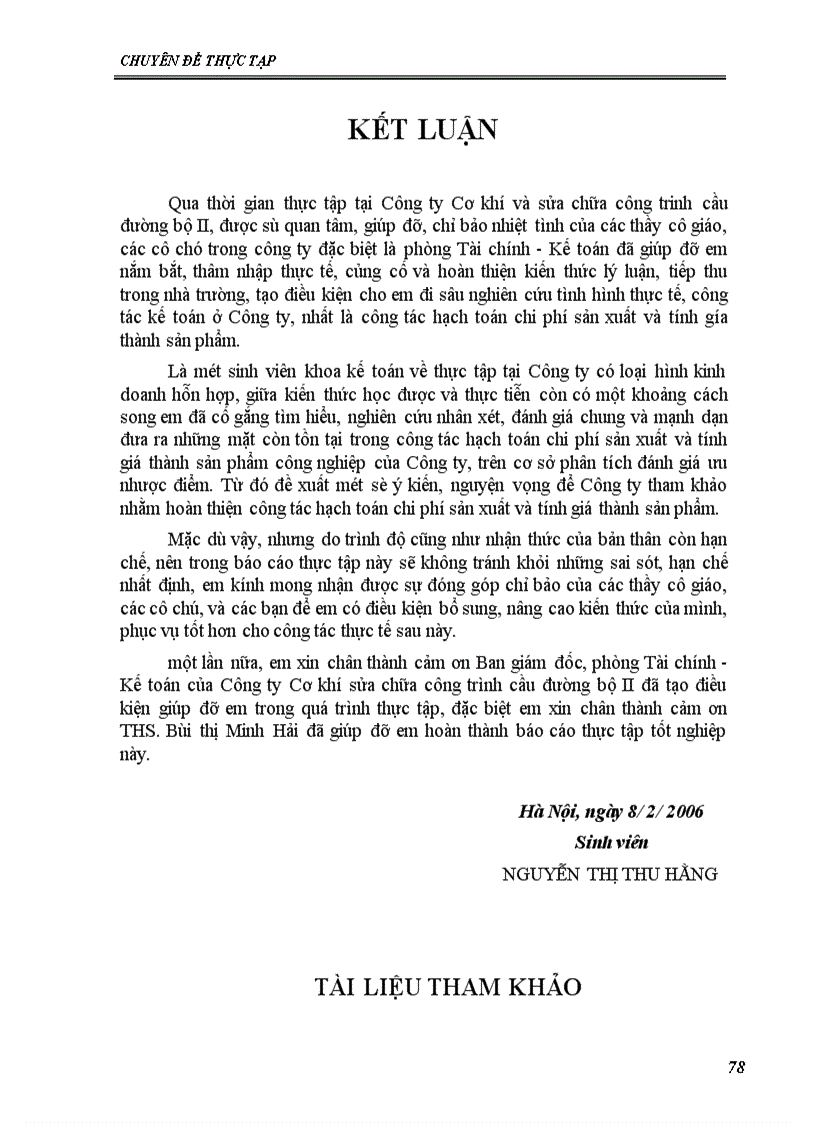 image for page Kế toán chi phí sản xuất và tính giá thành sản phẩm tại Công ty Cơ khí và sửa chữa công trình cầu đường bộ II 1