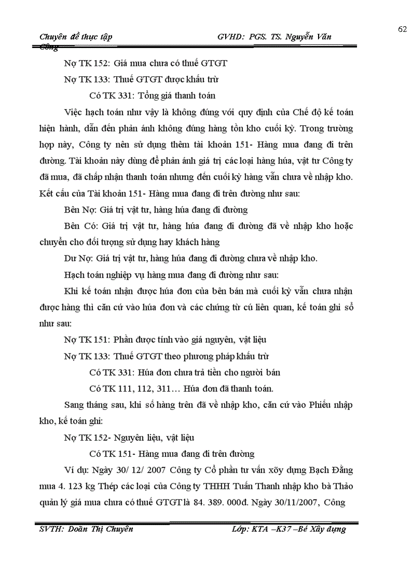 image for page Hoàn thiện kế toán nguyên vật liệu tại Công ty cổ phần Tư vấn Xây dựng Bạch Đằng 1