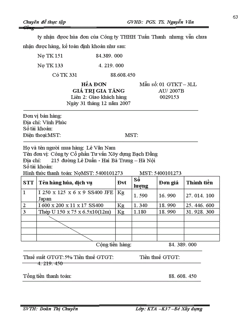 image for page Hoàn thiện kế toán nguyên vật liệu tại Công ty cổ phần Tư vấn Xây dựng Bạch Đằng 1